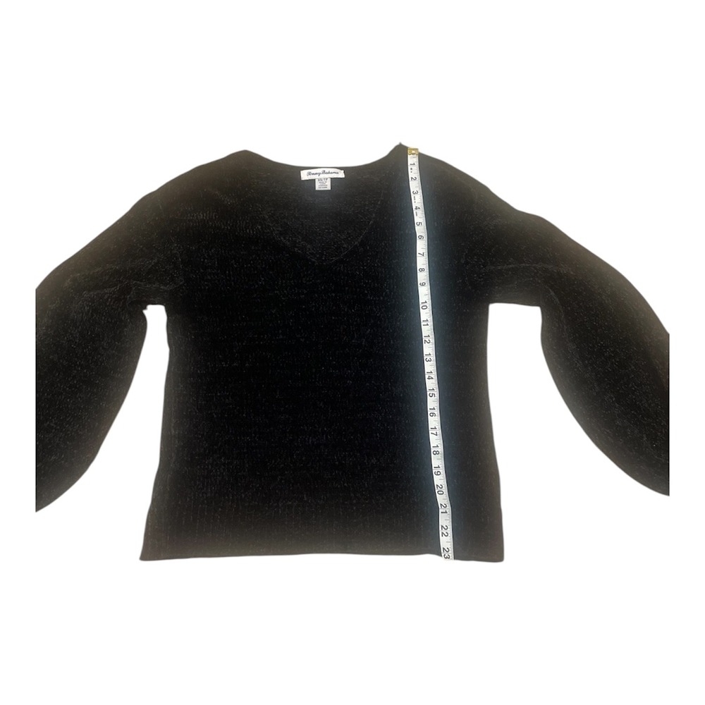 Tommy Bahama Womens Black Chenille‎ V-Neck Sweater Recycled Polyester XS - Picture 3 of 6